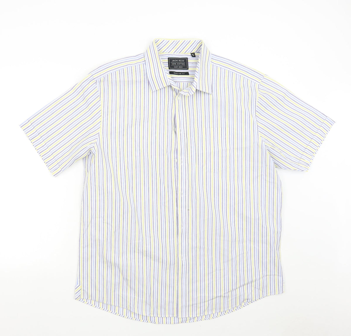 Additional front view of Jack Reid women’s multicoloured striped basic button-up, size UK 16