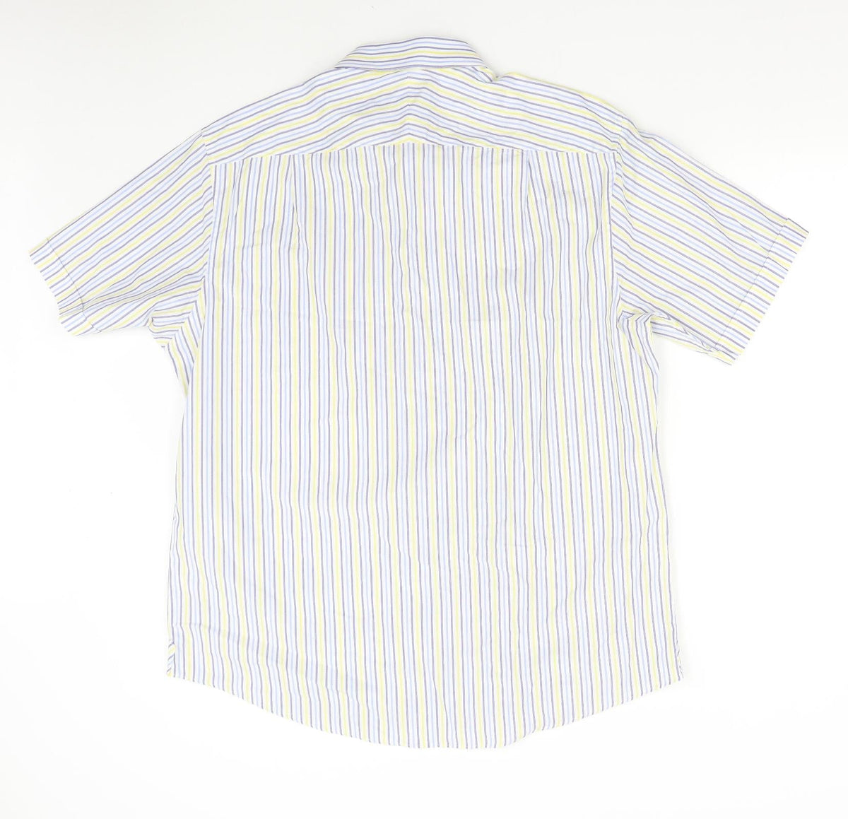 Back view of Jack Reid women’s multicoloured striped basic button-up, size UK 16