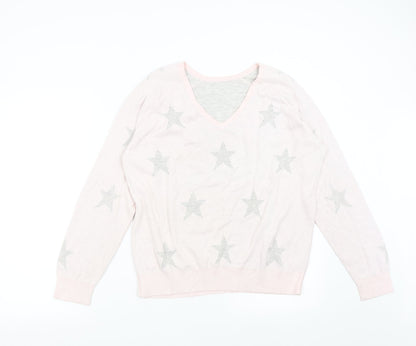 Womens UK Size L Preworn Pink Pullover Jumper
