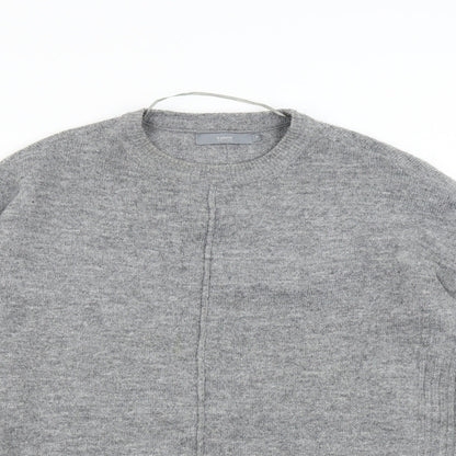 Close-up detail of B. Young women’s grey knit jumper, size M