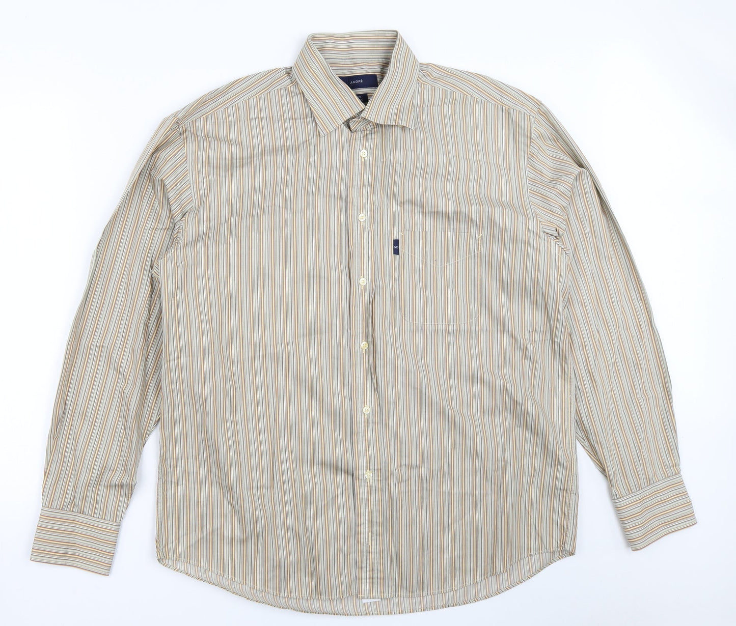 Andre Mens Beige Striped   Button-Up Size L