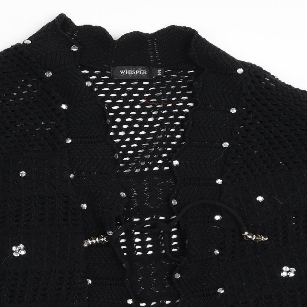Womens UK Size M Whisper Black Cardigan Jumper