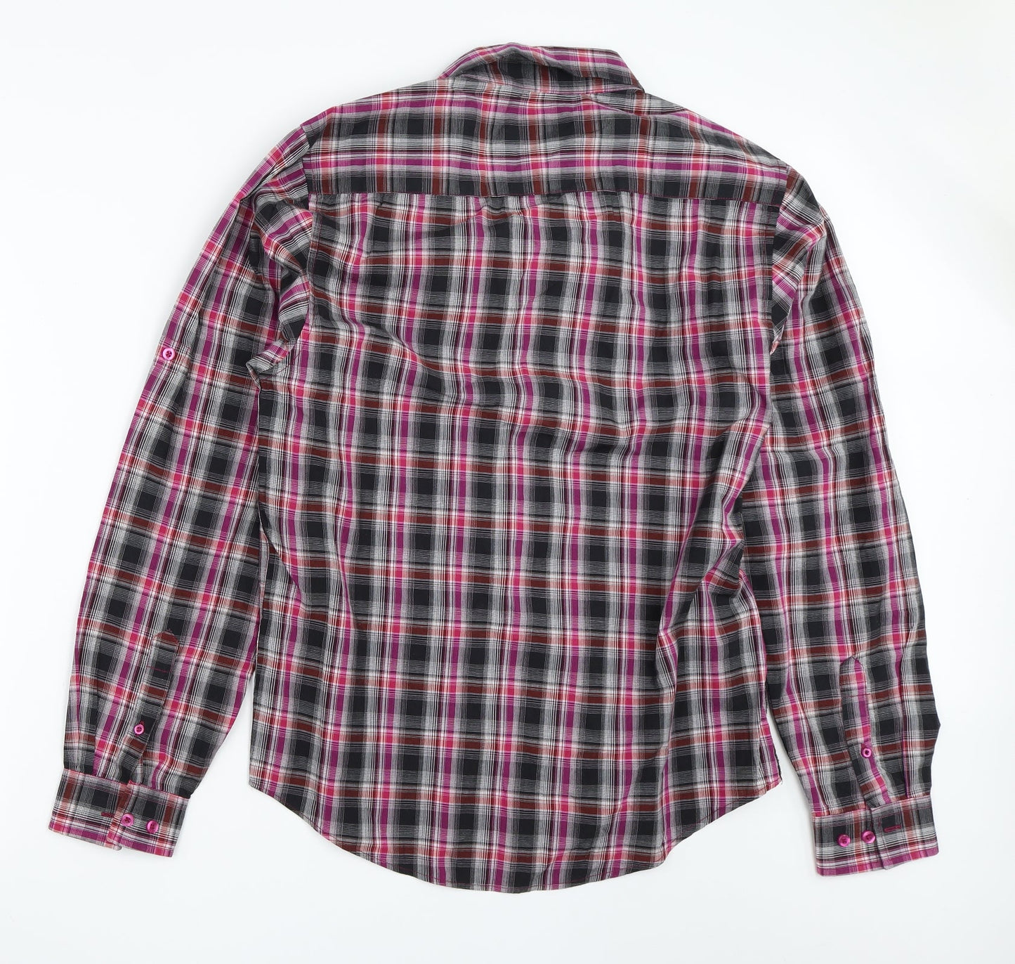 B-Line Mens Black Check   Button-Up Size L