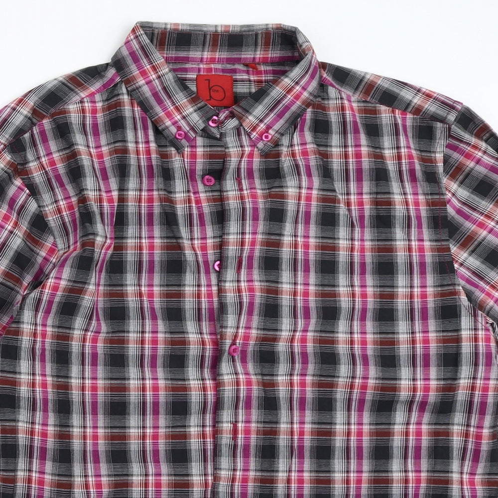 B-Line Mens Black Check   Button-Up Size L