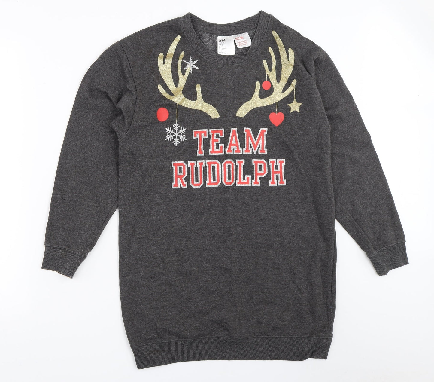 H&M Womens Grey   Pullover Sweatshirt Size XS  - christmas