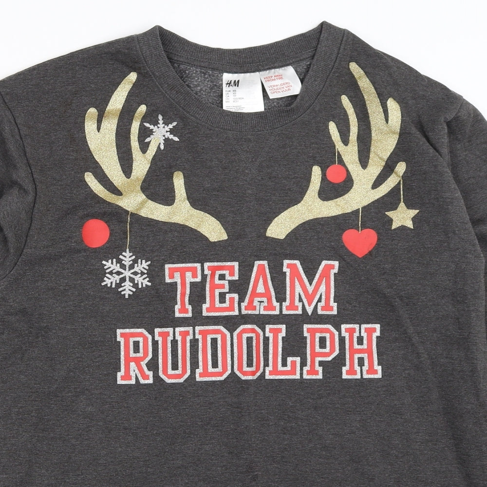 H&M Womens Grey   Pullover Sweatshirt Size XS  - christmas