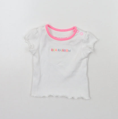 Additional front view of Primark girls’ white basic t-shirt, size 0-3, months - be a rainbow