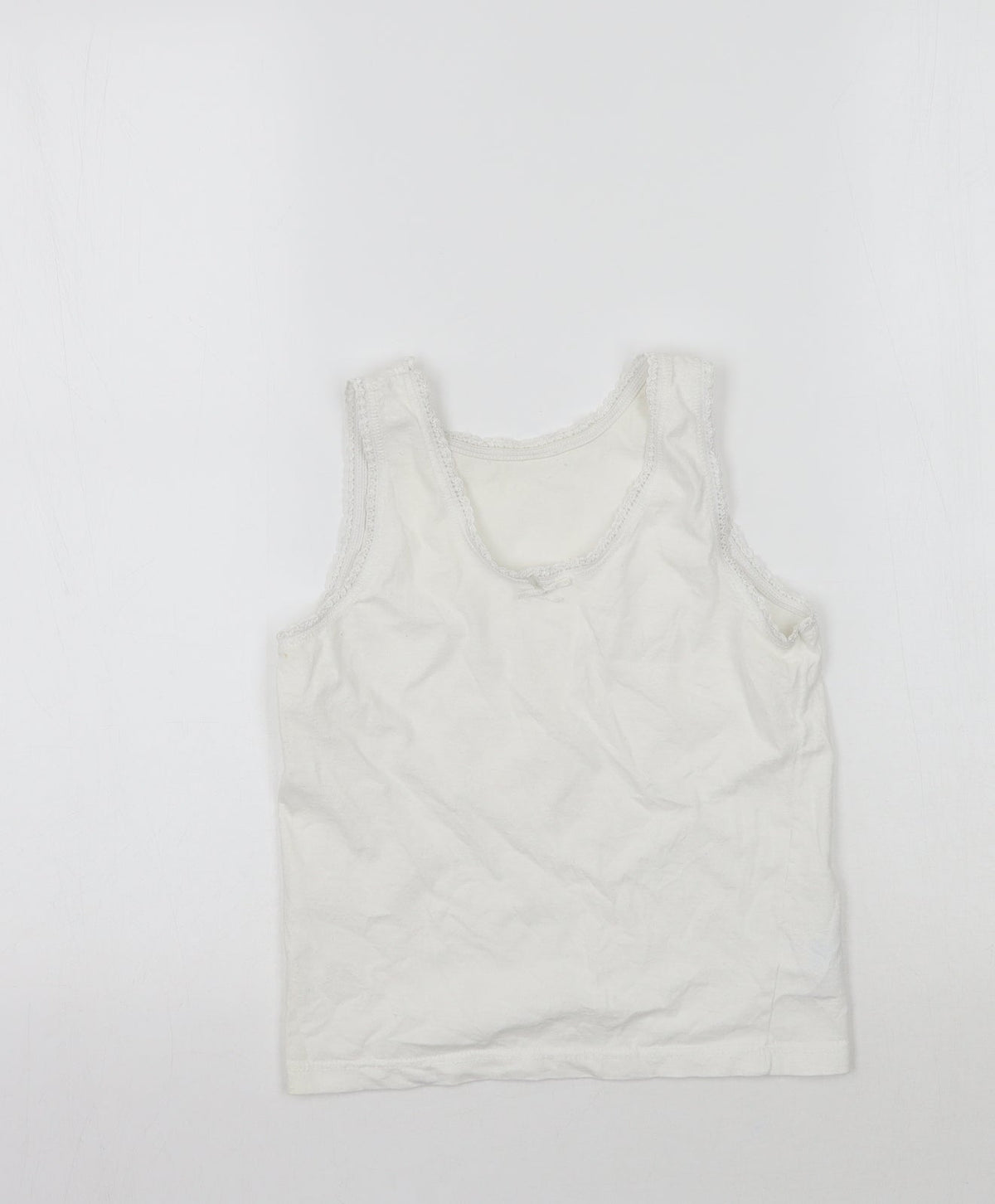 Additional front view of KidsOwn girls’ white basic tank, size 3-4, years