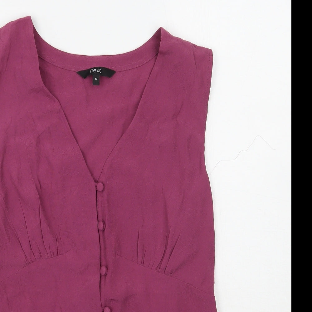 Womens UK Size 12 NEXT Purple Basic Button-Up