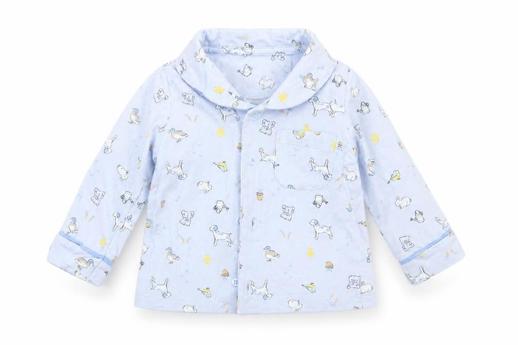 Front view of Nutmeg Baby Blue Geometric Basic Button-Up, size 9-12, Months