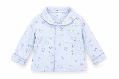 Front view of Nutmeg Baby Blue Geometric Basic Button-Up, size 9-12, Months