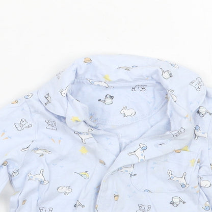 Close-up detail of Nutmeg Baby Blue Geometric Basic Button-Up, size 9-12, Months