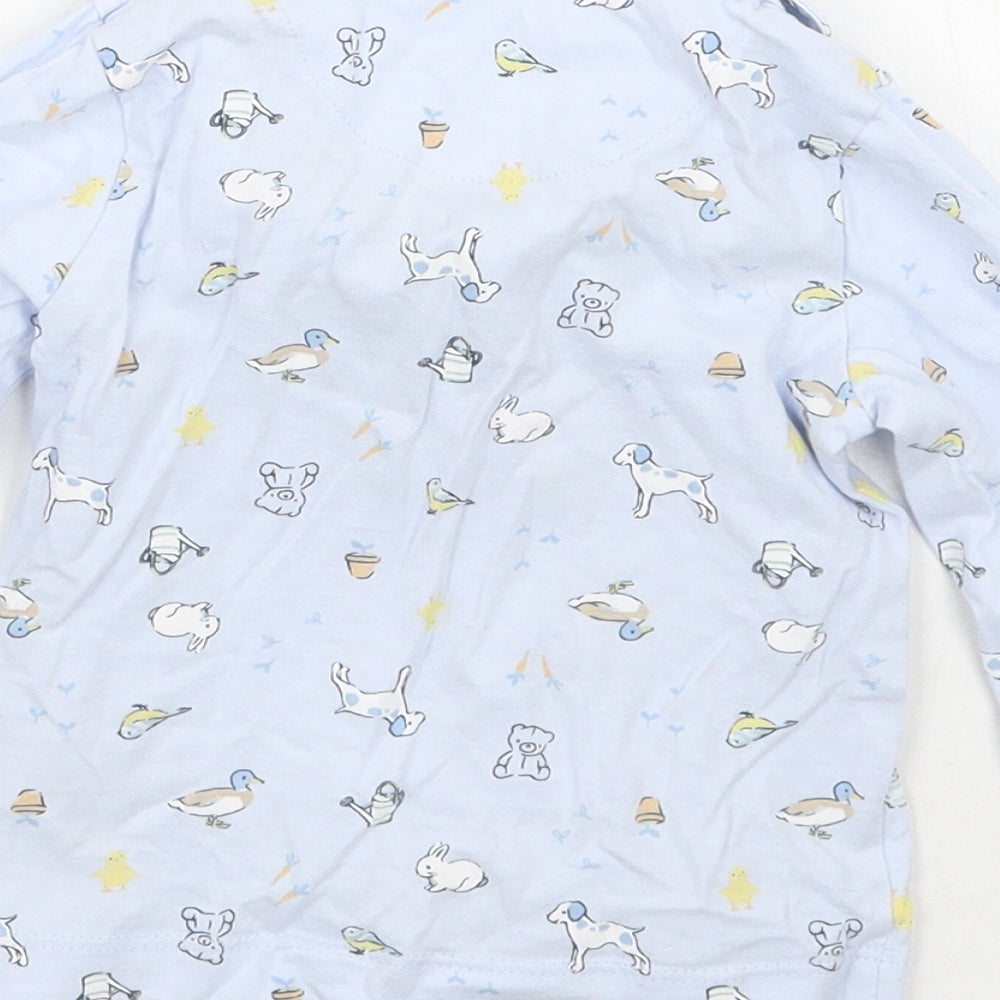 Brand and care label for Nutmeg Baby Blue Geometric Basic Button-Up, size 9-12, Months