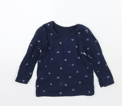George Girls Blue Geometric  Basic T-Shirt Size 9-12 Months