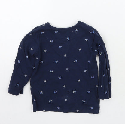 George Girls Blue Geometric  Basic T-Shirt Size 9-12 Months