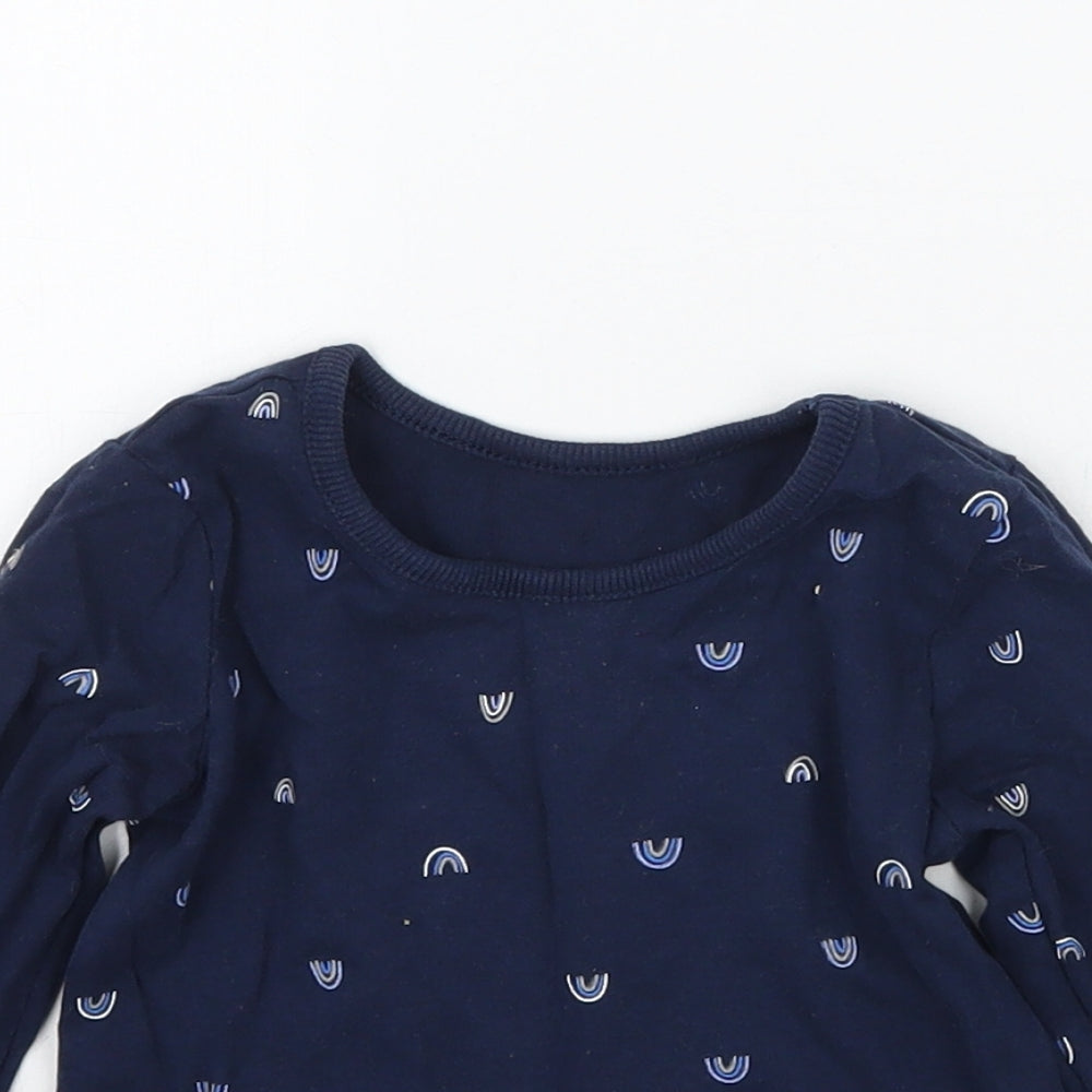 George Girls Blue Geometric  Basic T-Shirt Size 9-12 Months