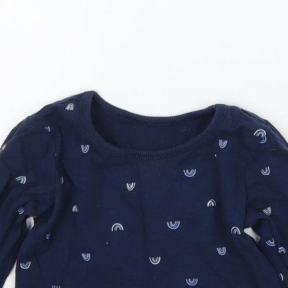 George Girls Blue Geometric  Basic T-Shirt Size 9-12 Months