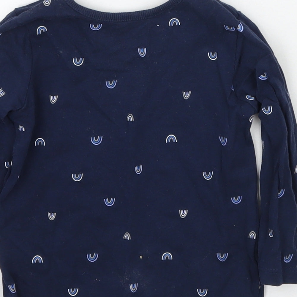 George Girls Blue Geometric  Basic T-Shirt Size 9-12 Months