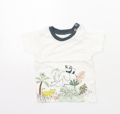 Nutmeg Baby White Animal Print  Basic T-Shirt Size 9-12 Months