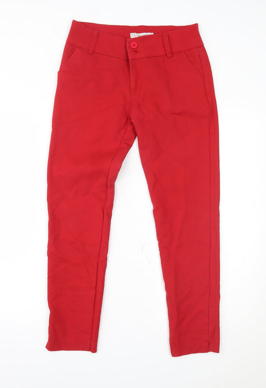 Womens UK Size L Preworn Regular Fit  Red Trousers