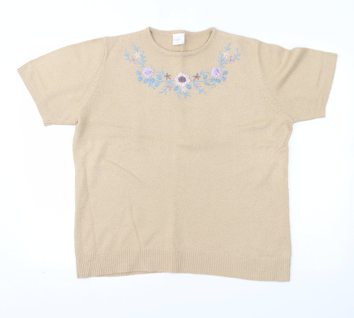 Classics Womens Beige   Basic T-Shirt Size 14