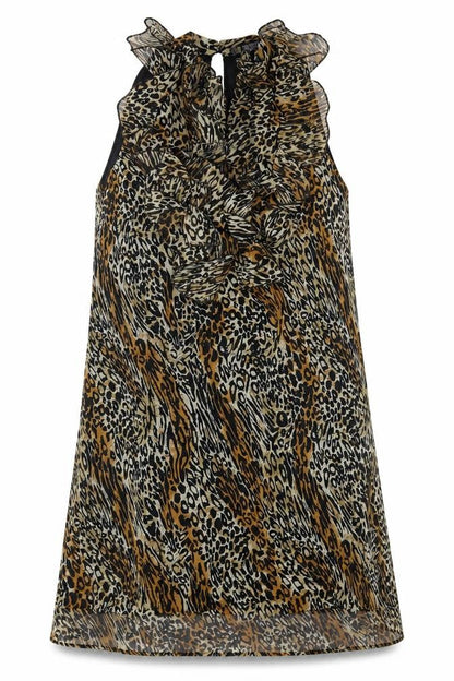 Front view of Fire Los Angeles women’s brown animal print shift, size M