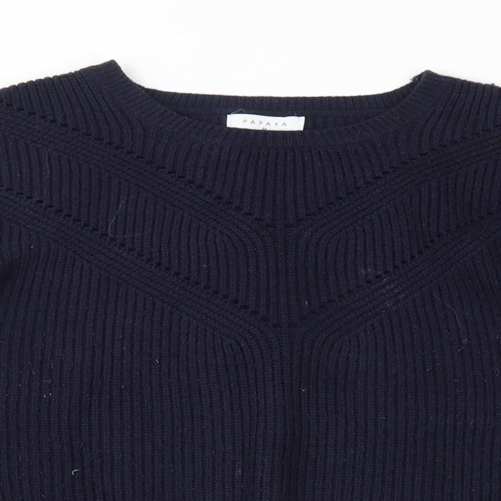 Womens UK Size M Papaya Blue Pullover Jumper