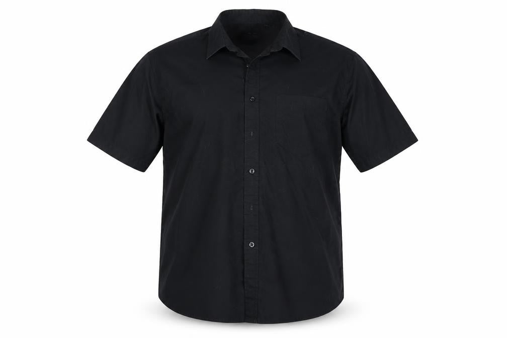 Mens UK Size 17 Premier Black  Button-Up Short Sleeve Casual Shirt