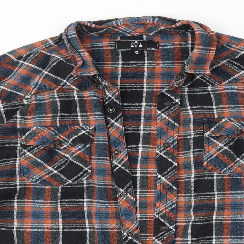 Zak Mens Multicoloured Check   Button-Up Size XL