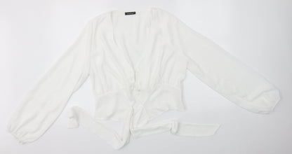 Boohoo Womens White   Basic Button-Up Size 16