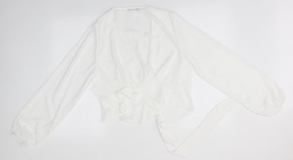 Boohoo Womens White   Basic Button-Up Size 16