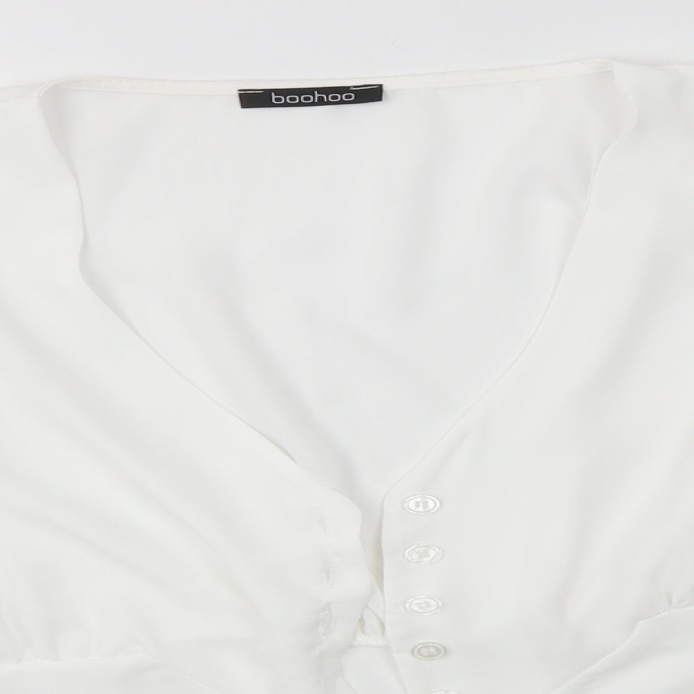 Boohoo Womens White   Basic Button-Up Size 16