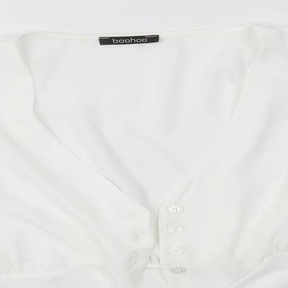 Boohoo Womens White   Basic Button-Up Size 16
