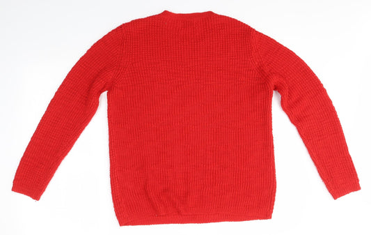 Womens UK Size M Matalan Red Henley Jumper