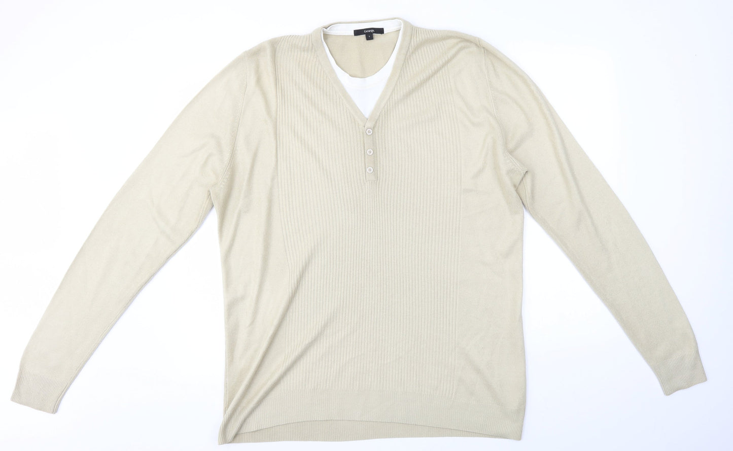George Mens Beige   Pullover Jumper Size L
