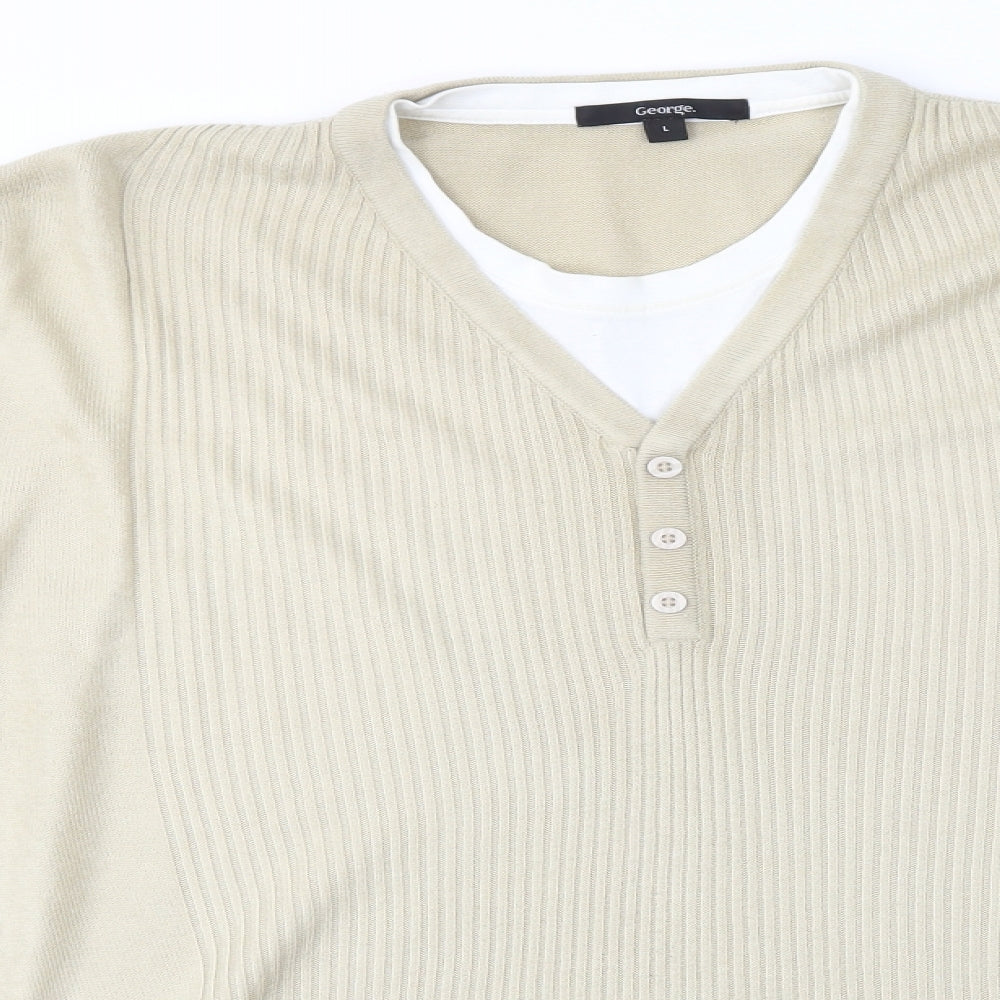 George Mens Beige   Pullover Jumper Size L