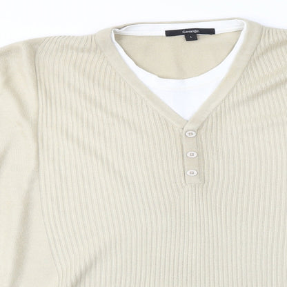 George Mens Beige   Pullover Jumper Size L