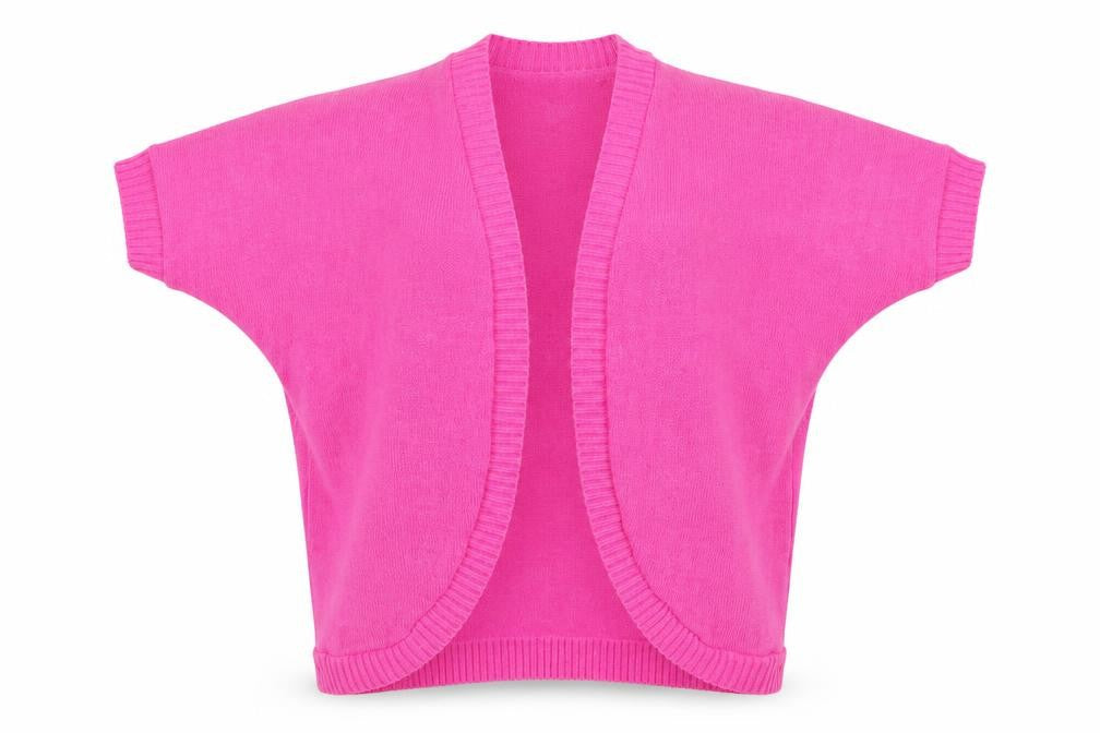 Front view of Being Casual women’s pink cardigan jumper, size UK 12
