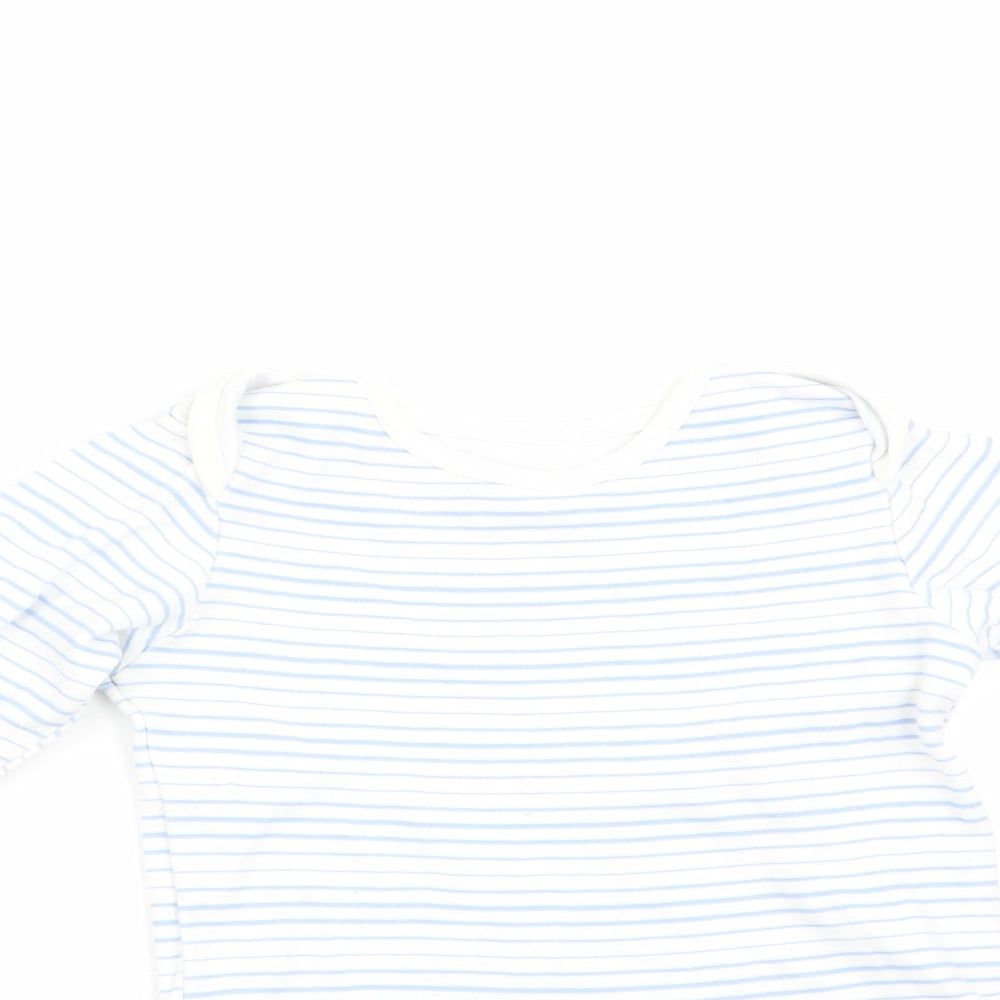 Florence and Fred Boys Blue Striped  Romper One-Piece Size 12-18 Months