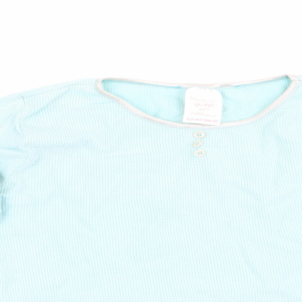 Mackays Girls Blue Solid   Pyjama Top Size 9-10 Years