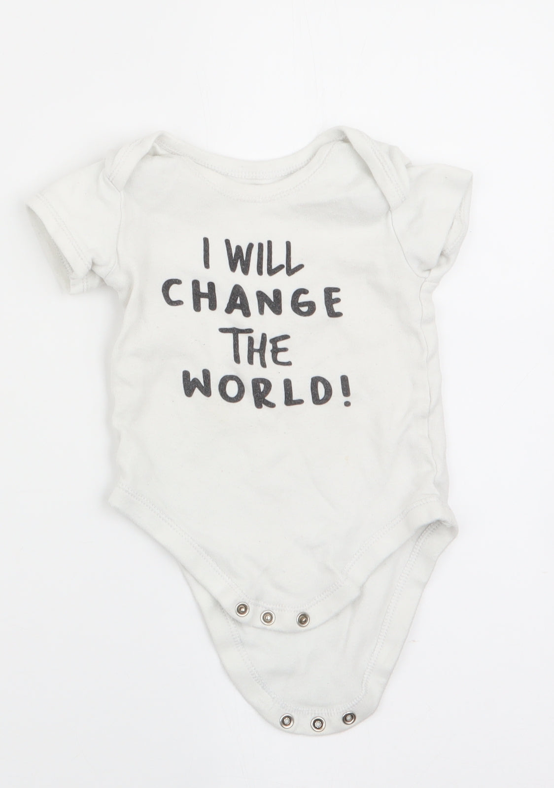 Matalan Boys White   Romper One-Piece Size 6-9 Months  - I will change the world