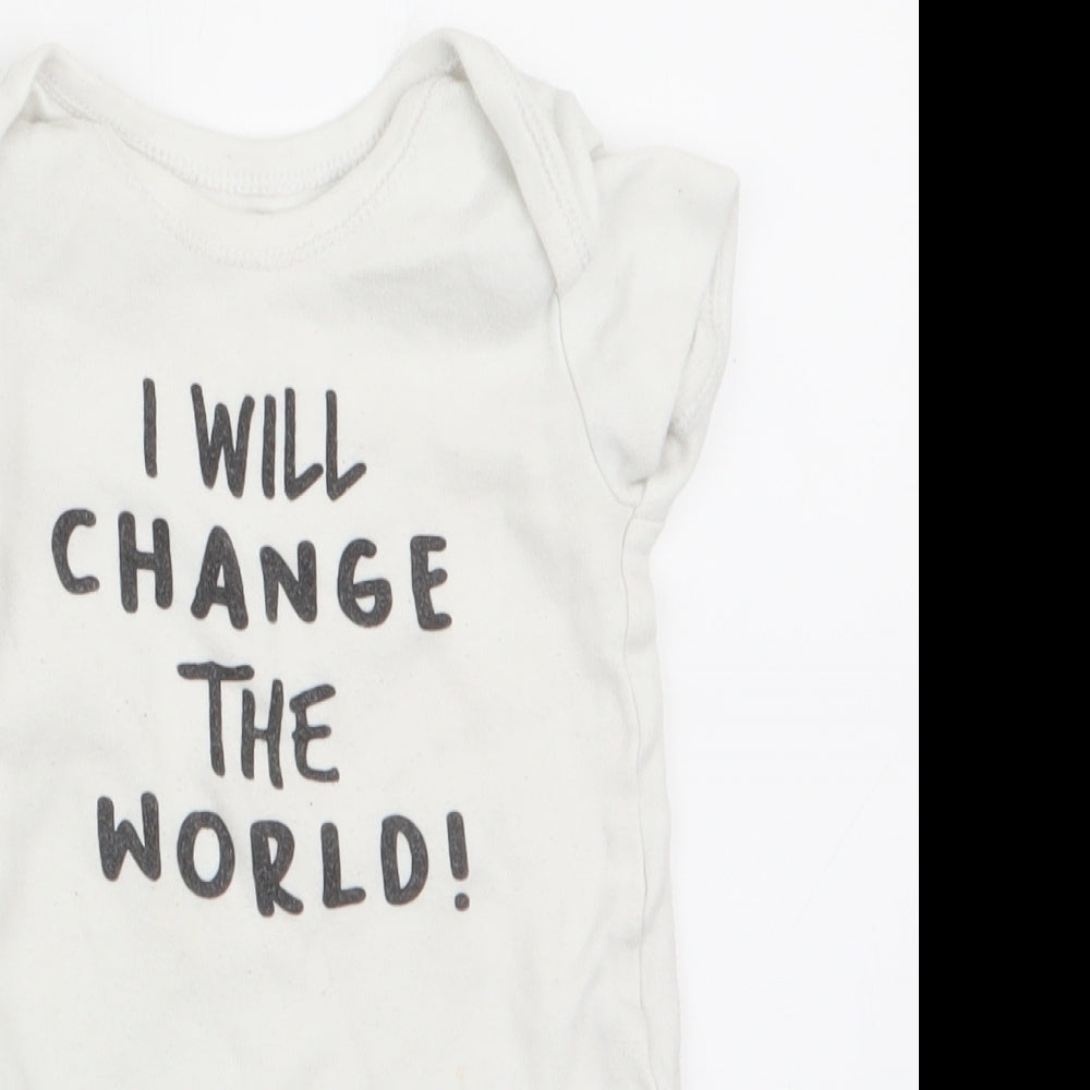 Matalan Boys White   Romper One-Piece Size 6-9 Months  - I will change the world