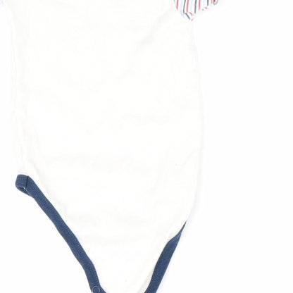 Just Too Cute Boys White   Romper One-Piece Size 3-6 Months  - Striped arms sailing boats