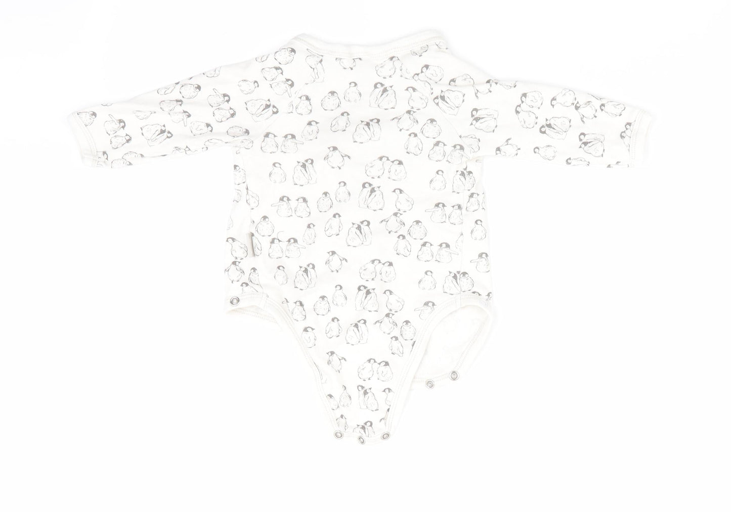 Pusblu Boys White Animal Print  Romper One-Piece Size 3-6 Months  - Penguin Print