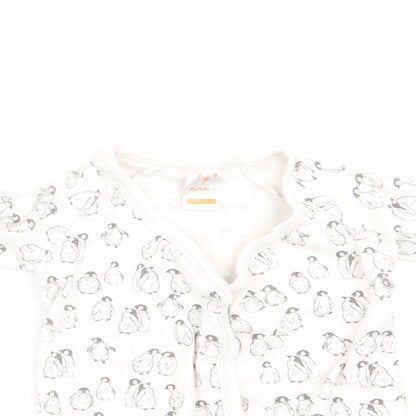 Pusblu Boys White Animal Print  Romper One-Piece Size 3-6 Months  - Penguin Print