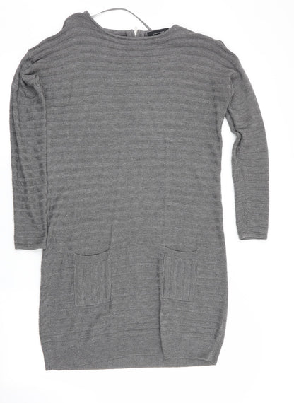 Atmosphere Womens Grey Striped  Jumper Dress  Size 10  - Back Zip