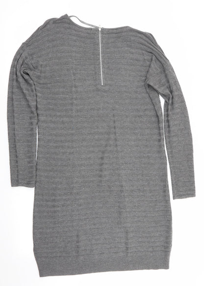 Atmosphere Womens Grey Striped  Jumper Dress  Size 10  - Back Zip
