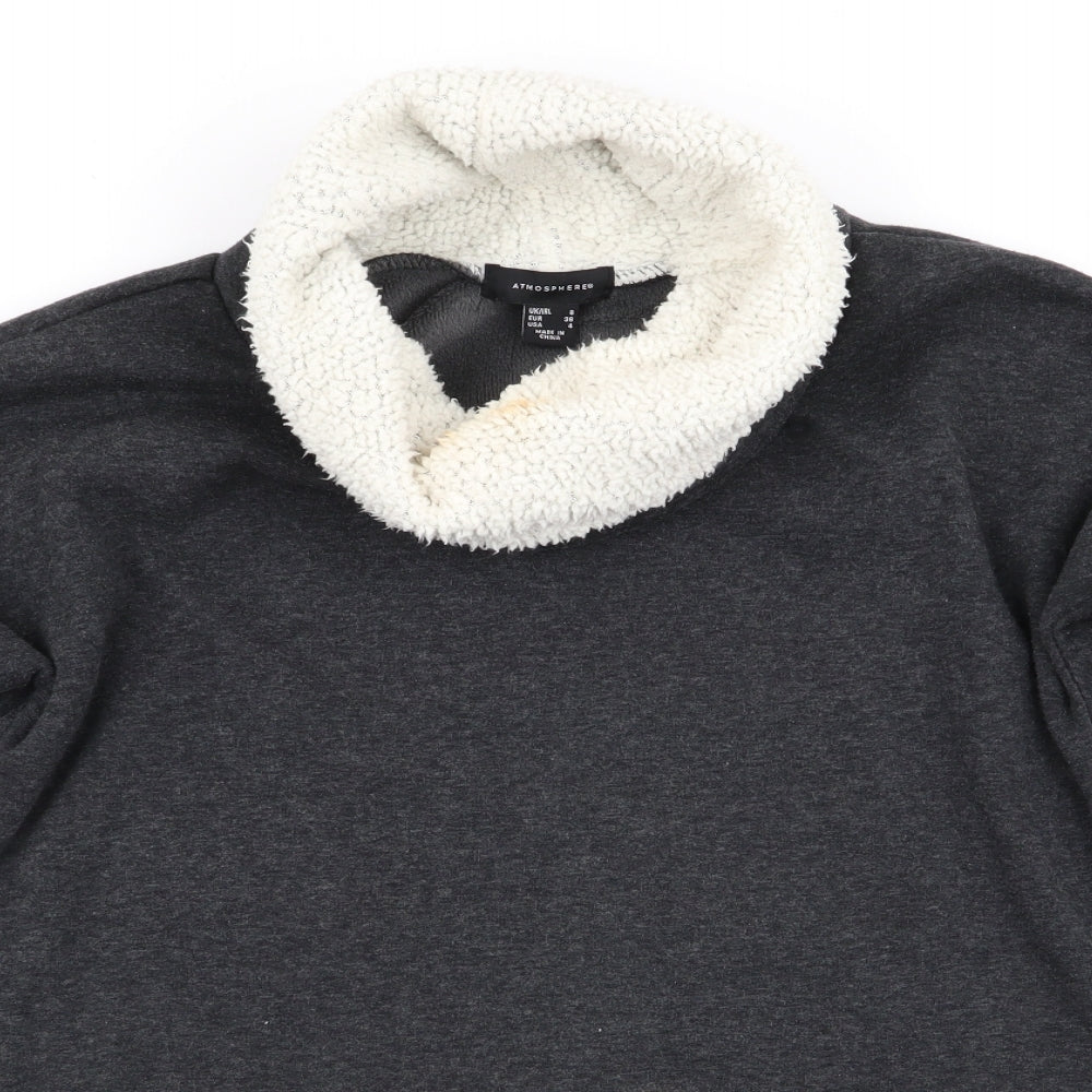 Atmosphere Womens Grey   Pullover Sweatshirt Size 8  - Faux Sheep Fur Lined Neck