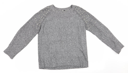 Intuition Womens Grey   Pullover Jumper Size 8  - Beaded shoulders