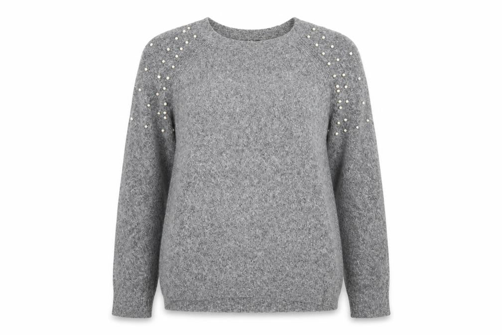 Womens UK Size 8 Intuition Grey Pullover Jumper